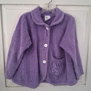 Vintage So Fun! Kids Purple Cozy Chenille Button-Up Jacket Sz 5